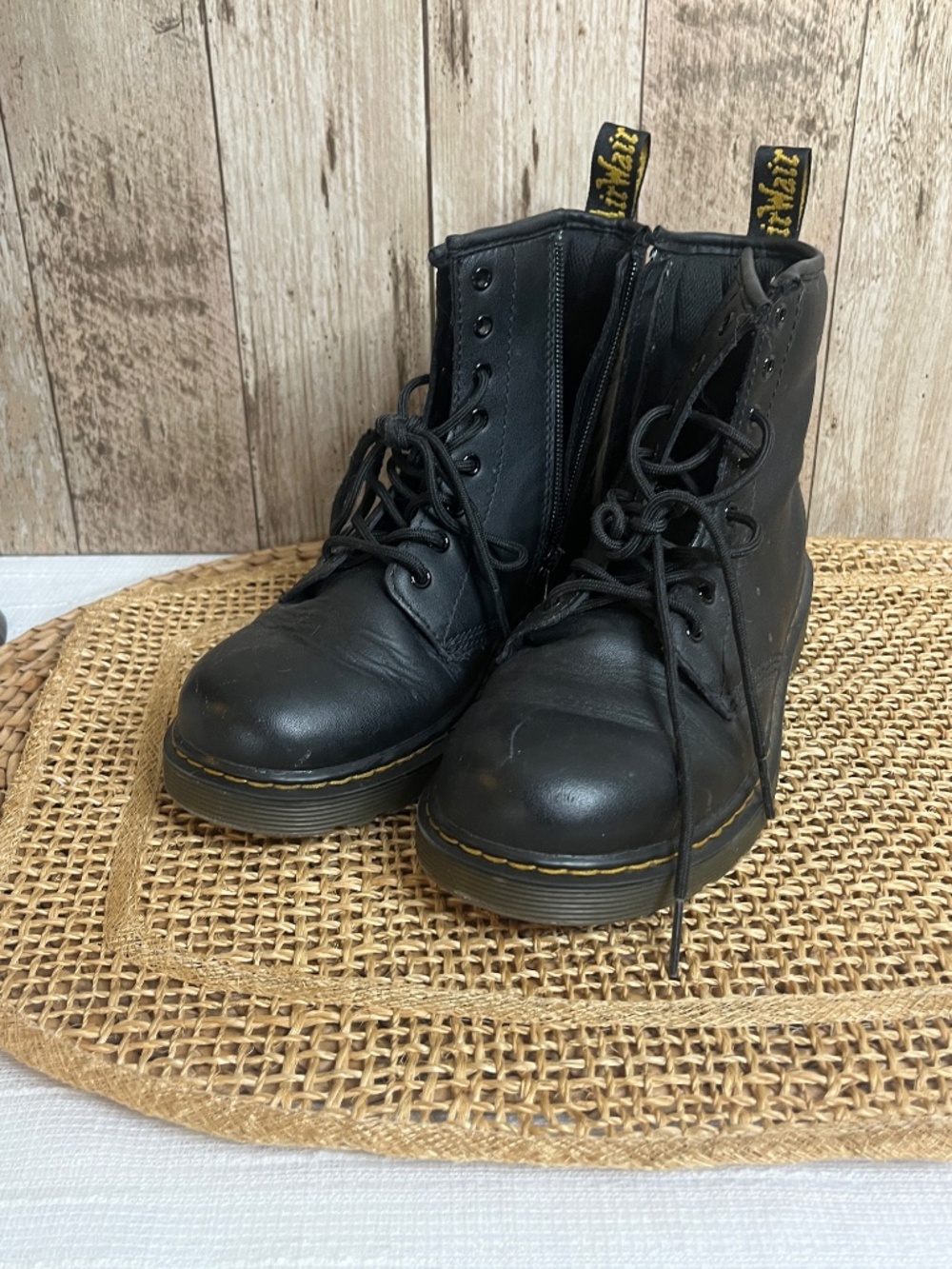 Dr. Martens 1460 J Black Lace Up Boots Womens 5 / Youth 3 Combat Boots - Picture 2 of 4